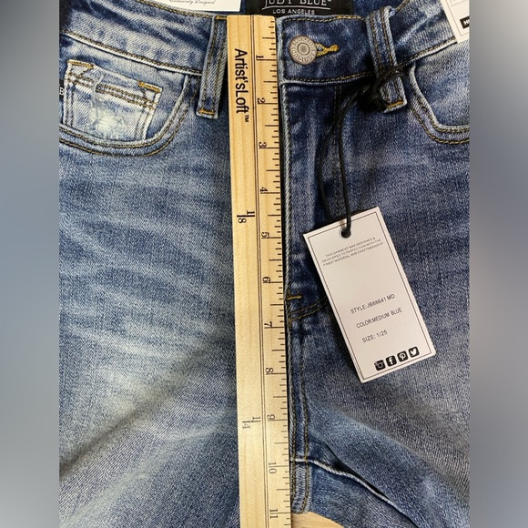 Judy Blue Jeans 1/25 Straight High Waist Side Seam Detail‎ Split Cuff NWT - Picture 10 of 14
